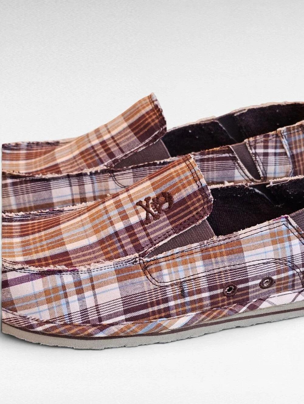 The Children's Place Brown and Beige Plaid Slip On Shoes Size 5